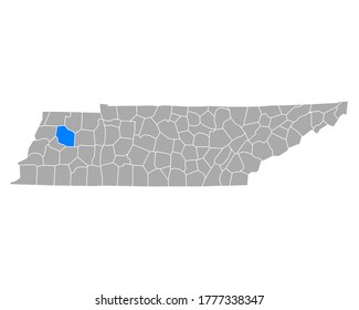Map of Gibson in Tennessee on white