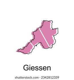 map of Giessen design template, geometric with outline illustration design