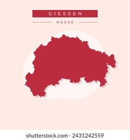 Mapa de Giessen - Hesse - Alemania silueta de contorno elemento gráfico Ilustración plantilla de diseño