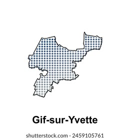 Map of Gif sur Yvette City with gradient color, dot technology style illustration design template, suitable for your company