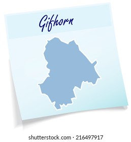 Map of Gifhorn as sticky note in blue