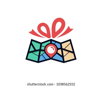 Map Gift Icon Logo Design Element