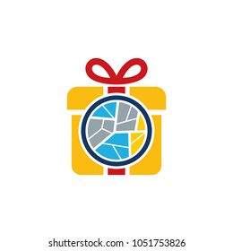 Map Gift Logo Icon Design
