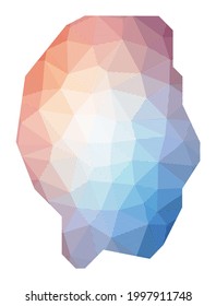 Map of Gili Trawangan. Low poly illustration of the island. Geometric design with stripes. Technology, internet, network concept. Vector illustration.