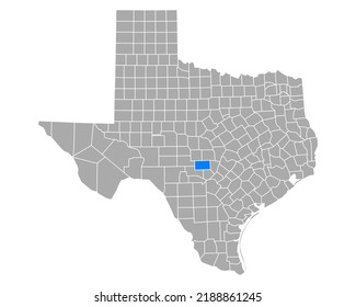 Karte von Gillespie in Texas auf weiß