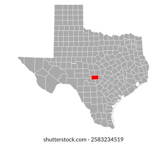 Map of Gillespie in Texas on white