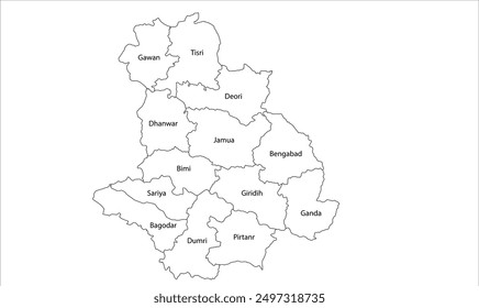 Map of Giridh District Block, Giridih District, Jharkhand state, Republic of India, Government of Jharkhand, Indian territory, Eastern India, politics, village, tourism