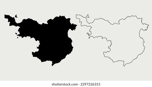 Map of Girona - Catalonia - Spain region outline silhouette graphic element Illustration template design
