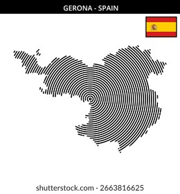 Mapa de Girona destacando su forma