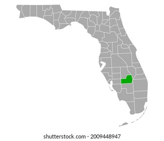 Map of Glades in Florida on white