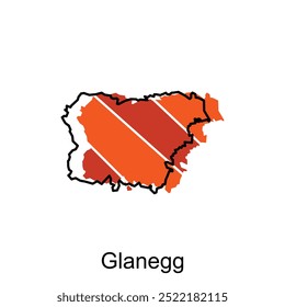Map of Glanegg vector design template, World Map International vector template with outline graphic sketch style isolated on white background