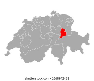 Map of Glarus in Switzerland on white