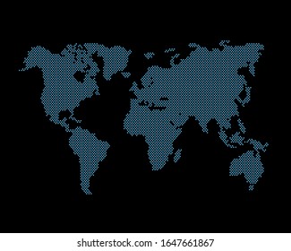 Map global planet earth point black background. Vector illustration