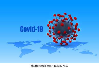Mapa de la difusión mundial del virus del punto de la Tierra, fondo azul. Ilustración del vector