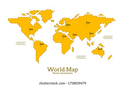 Karte des globalen Planeten Erde auf weißem Hintergrund. Vektorgrafik