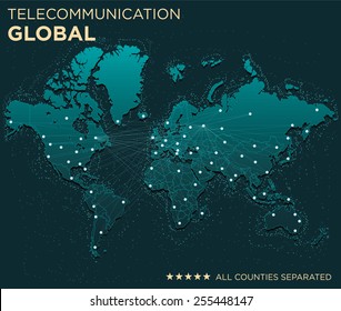 Map Of Global Telecommunications (All Countries Separated)