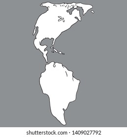 Map, globe icon. Vector illustration of map america. Globe, Earth, map hand drawn.