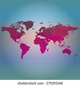 Map globe low poly background blurred