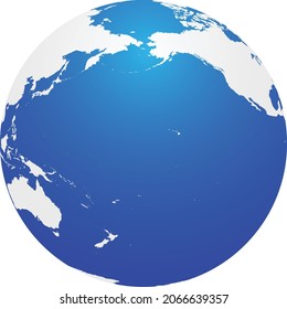 Map of Globe of Pacific Ocean - Blue