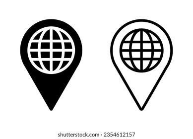 Map globe pin vector icon set. Navigation, journey, travel symbol