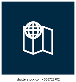 Map with globe vector icon