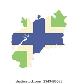 The map of the Gloucestershire county with its flag isolated on white background. Vector illustration
