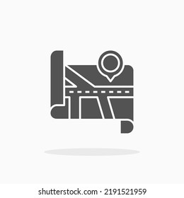 Icono de mapa de glifos. Se puede usar para productos digitales, presentación, diseño de impresión y más.