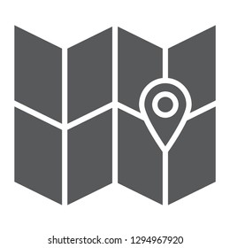 Map glyph icon, location and travel, direction sign, vector graphics, a solid pattern on a white background, eps 10.