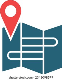 Map Glyph Two Color Icon For Personal And Commercial Use.
