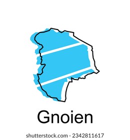 Karte der geometrischen Vektorgrafik von Gnoien, nationale Grenzen und wichtige Stadtgrafik