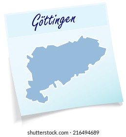 Map of Goettingen as sticky note in blue