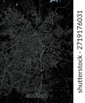 Map of Goiania, Brazil, is presented in a dark, minimalist style. The city