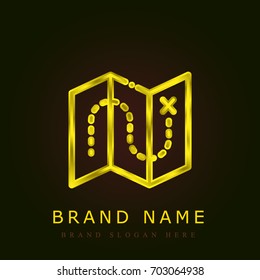 Map golden metallic logo