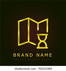 Map golden metallic logo