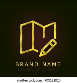 Map golden metallic logo