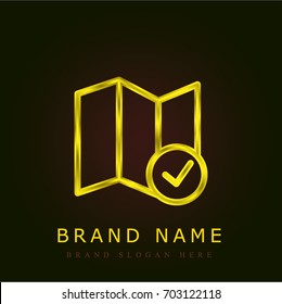 Map golden metallic logo
