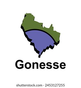 Mapa de ilustración de diseño Gonesse, símbolo de Vector, signo, contorno, Mapa del mundo Plantilla de Vector internacional sobre fondo blanco
