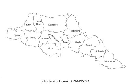 Map of Gopalganj district Block, Gopalganj District, Bihar State, Republic of India, Government of Bihar, Indian territory, Eastern India, politics, village, tourism
