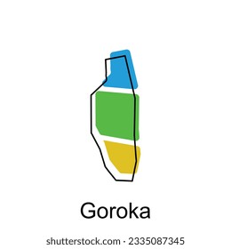 Map of Goroka vector design template, national borders and important cities illustration
