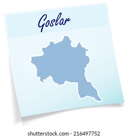 Map of Goslar as sticky note in blue