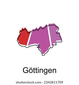 map of Gottingen geometric vector design template, national borders and important cities illustration