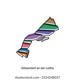 Map of Gotzendorf an der Leitha design illustration, vector symbol, sign, outline, World Map International vector template on white background