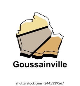 Mapa de Goussainville ilustración de diseño, símbolo de Vector, signo, contorno, Mapa del mundo Plantilla de Vector internacional sobre fondo blanco