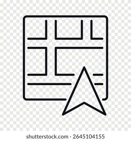 Map with GPS arrow line vector icon