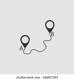 Map GPS icon flat. Black pictogram on grey background. Vector illustration symbol