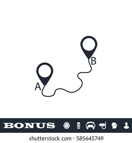 Map GPS icon flat. Black pictogram on white background. Vector illustration symbol and bonus button