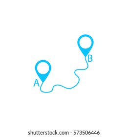 Map GPS icon flat. Blue pictogram on white background. Vector illustration symbol