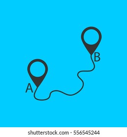 Map GPS icon flat. Simple vector black pictogram on blue background