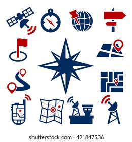 map, gps icon set