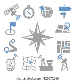 map, gps icon set